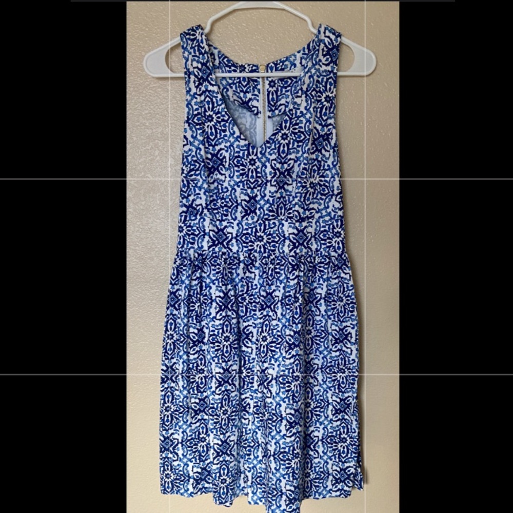Blue and White patterned Dress